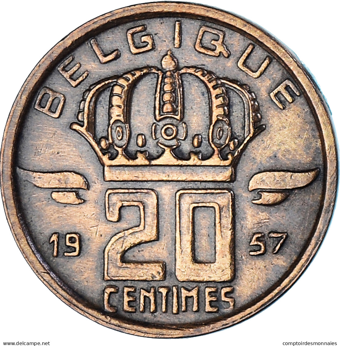 Monnaie, Belgique, 20 Centimes, 1957, TTB, Bronze, KM:146 - 20 Cents