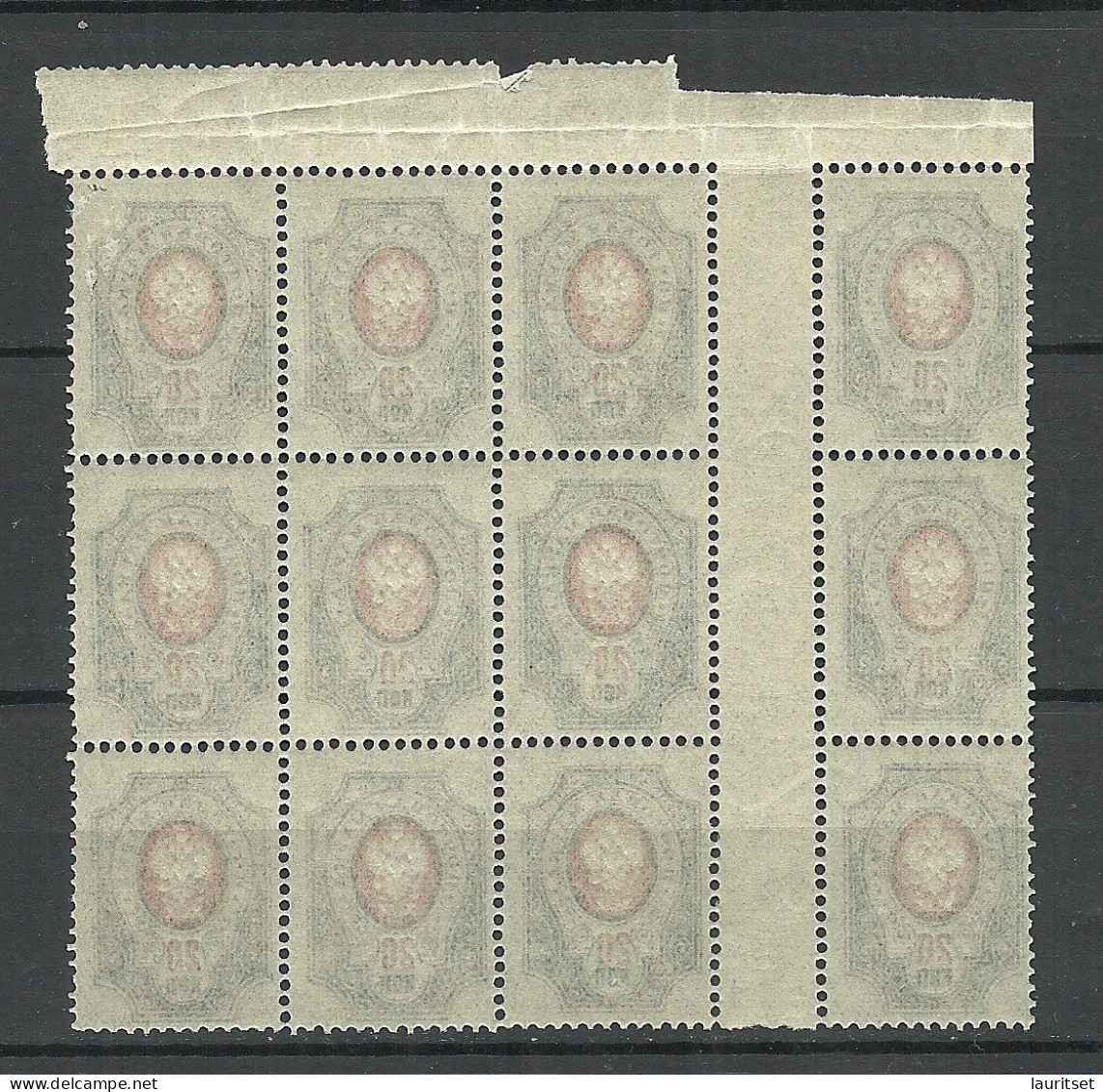 Russland Russia 1911 Michel 72 I A A (First Printings /Erstauflagen) As 12-block With Gutter MNH - Ungebraucht