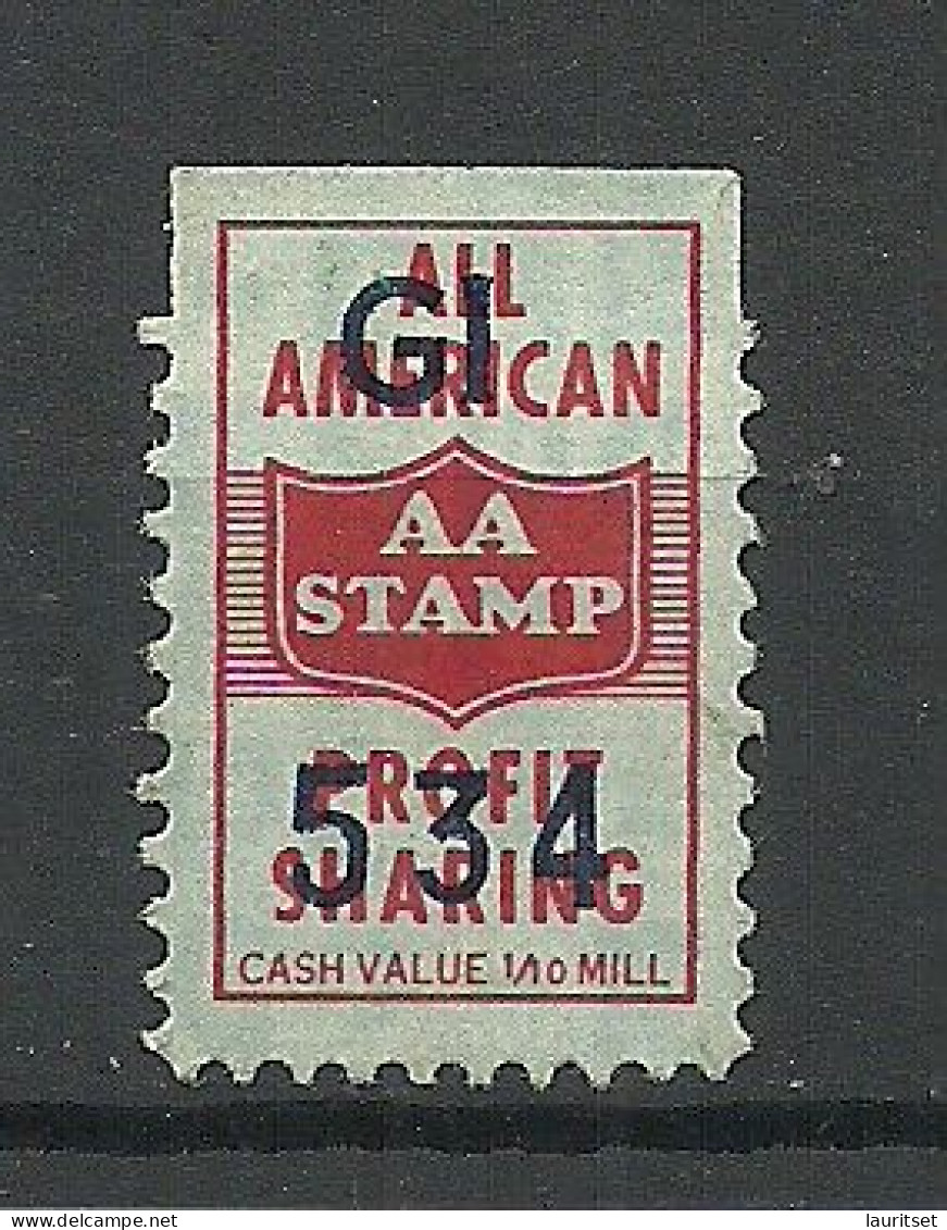 USA All American Profit Sharing Stamp MNH - Non Classificati