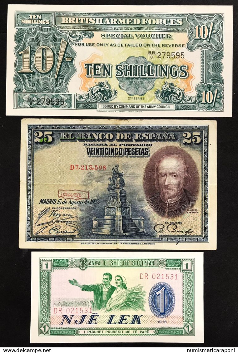 GRAN BRETAGNA Great Britain FORZE ARMATE BRITANNICHE 10 Shillings 2a Serie 1959 + Albania 1 Lek + Spagna 25 P LOTTO 4717 - British Armed Forces & Special Vouchers