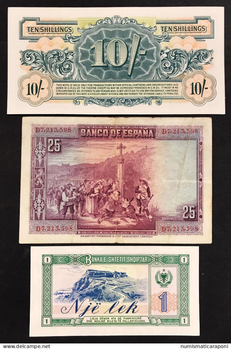 GRAN BRETAGNA Great Britain FORZE ARMATE BRITANNICHE 10 Shillings 2a Serie 1959 + Albania 1 Lek + Spagna 25 P LOTTO 4717 - British Armed Forces & Special Vouchers