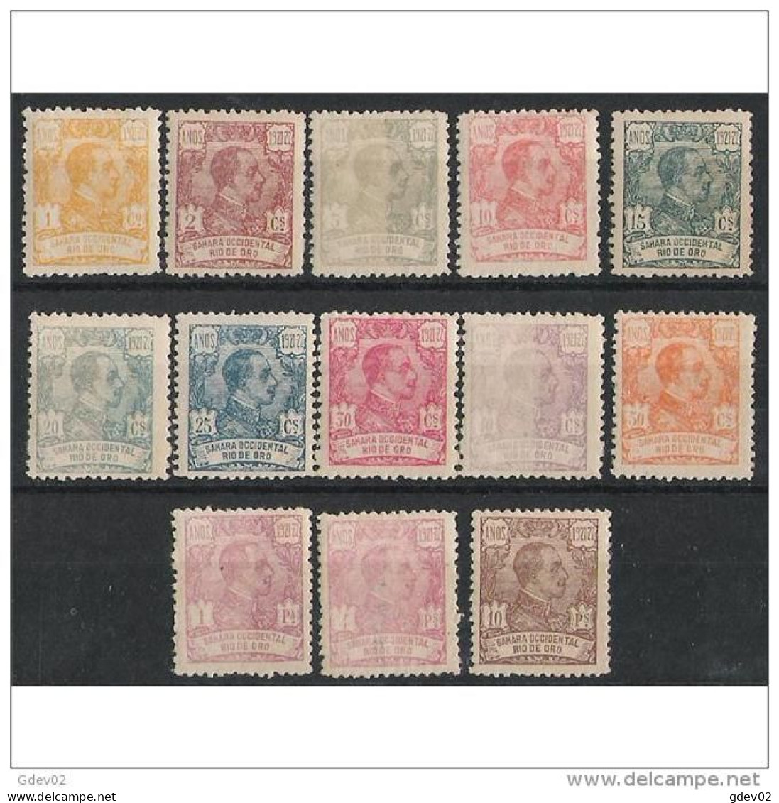 RO130SCCF-LPC-TESPTAN.Maroc.Marocco.Sahara.RIO DE ORO.REY ALFONSO  Xlll.1921.(Ed 130/42*) - Sonstige & Ohne Zuordnung