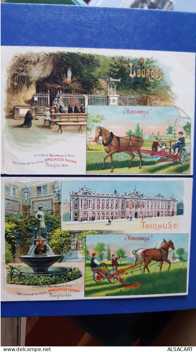 2 Cartes , Faucheuse Amouroux Toulouse , L'hirondelle - Advertising