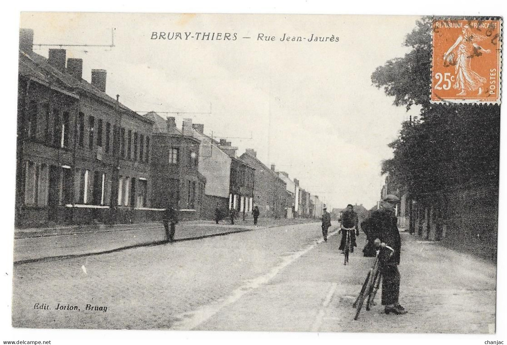 Cpa: 59 BRUAY (sur Escaut) THIERS (ar. Valenciennes) Rue Jean Jaures (animée) 1935 (rare) - Bruay Sur Escaut