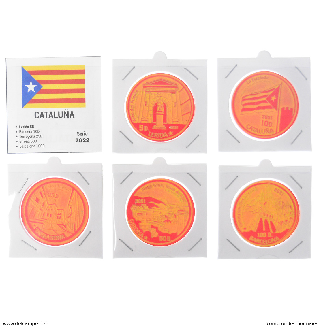 Monnaie, Espagne, Coffret, 2022, Catalonia, Catalogne Série 5 Monnaies.FDC, FDC - Sets Sin Usar &  Sets De Prueba