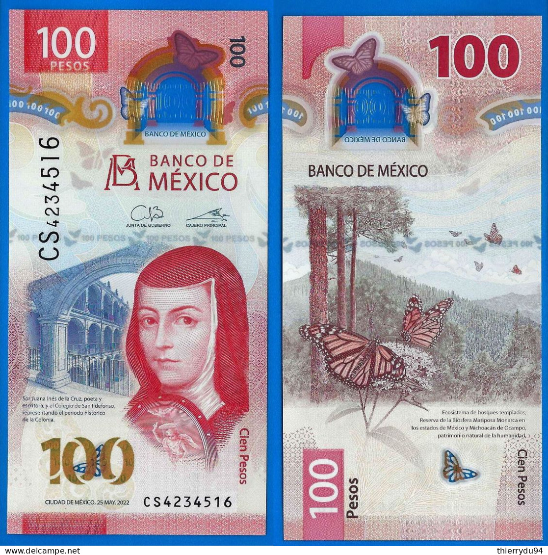 Mexique 100 Pesos 2022 Prefixe CS Polymere Que Prix + Port Polymer Mexico Paypal Crypto OK - Mexique