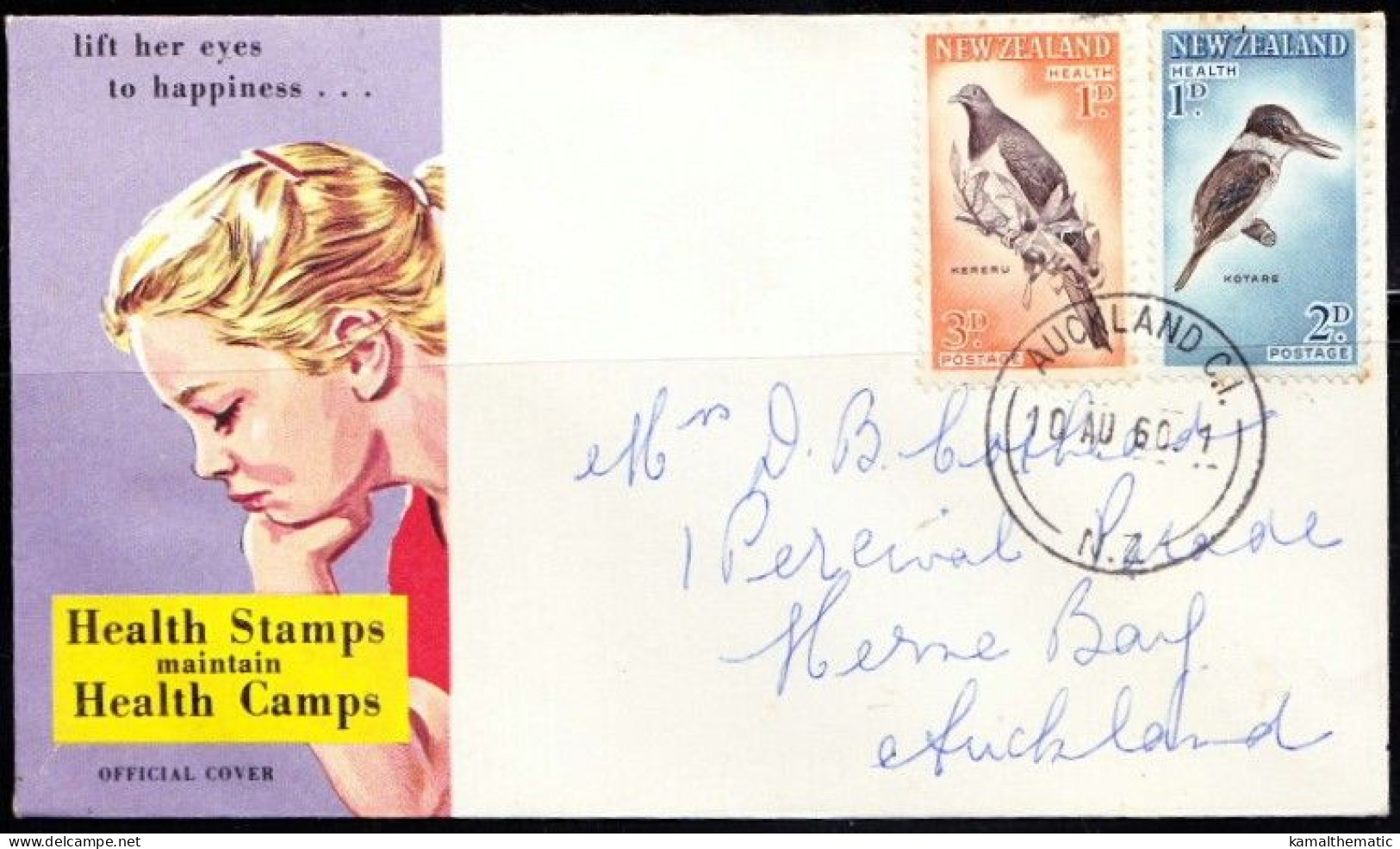 New Zealand 1960 Used Cover With Yellow Spots, Health Camps, Birds - Cuco, Cuclillos