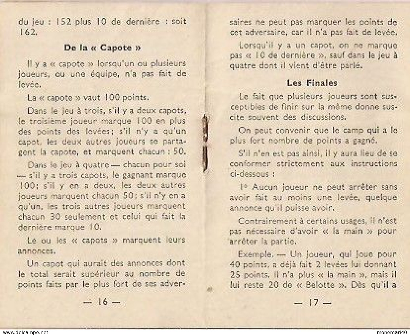 ANCIEN PETIT LIVRET - RÈGLES OFICIELLES DU JEU DE LA BELOTE - DUBONNET. - Jeux De Société