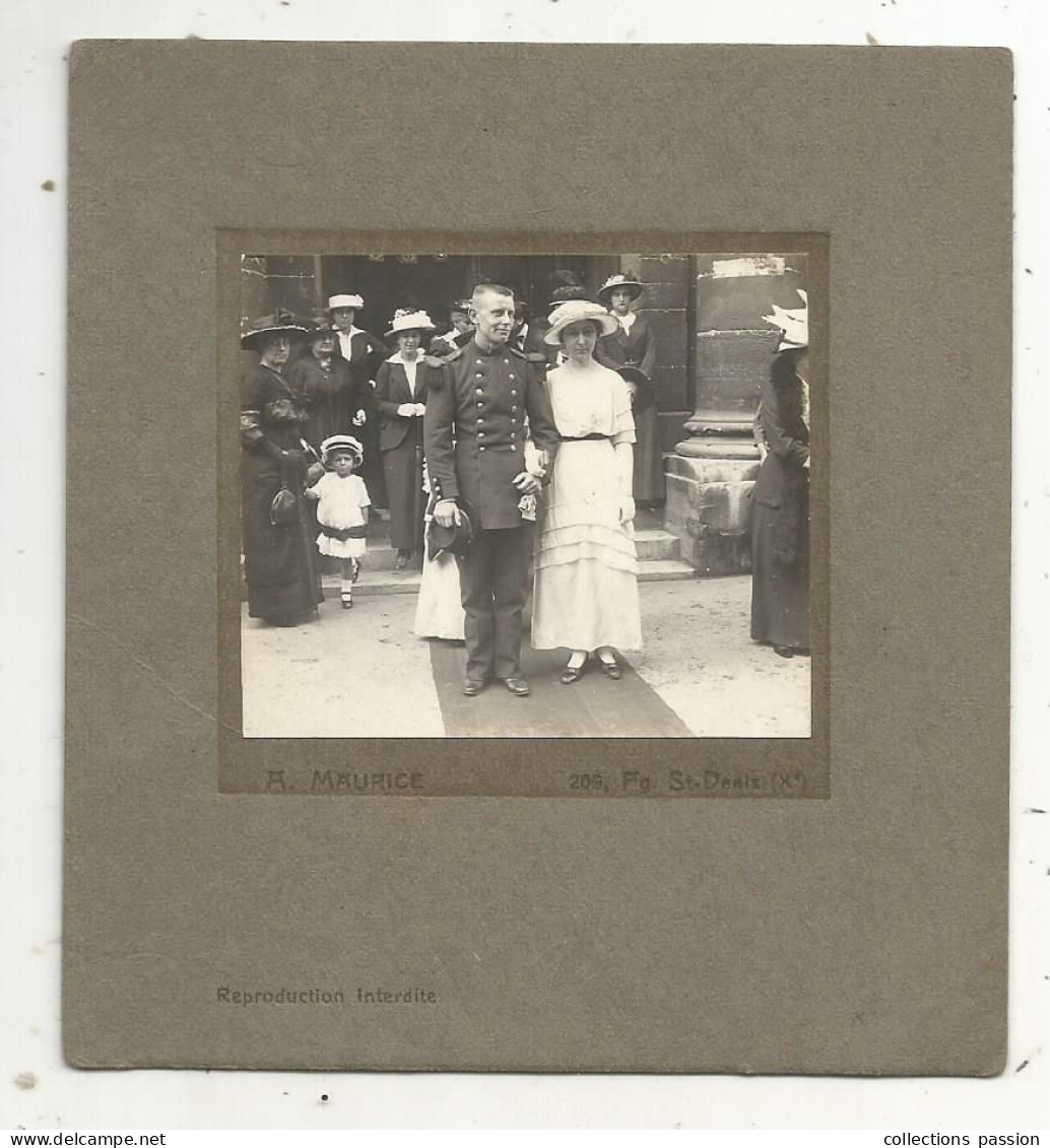 Photographie A. Maurice, Paris, Militaria, Militaire, Mariage, Mariée , Marié - Guerre, Militaire