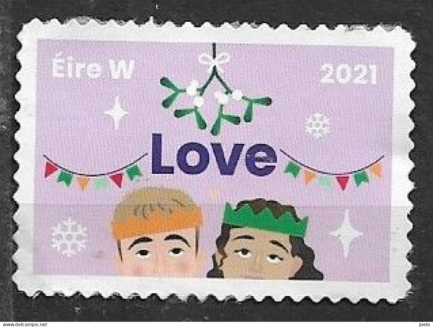 IRELAND 2021 XMAS SA OFF PAPER UNDER THE MISTLETOE - Gebruikt