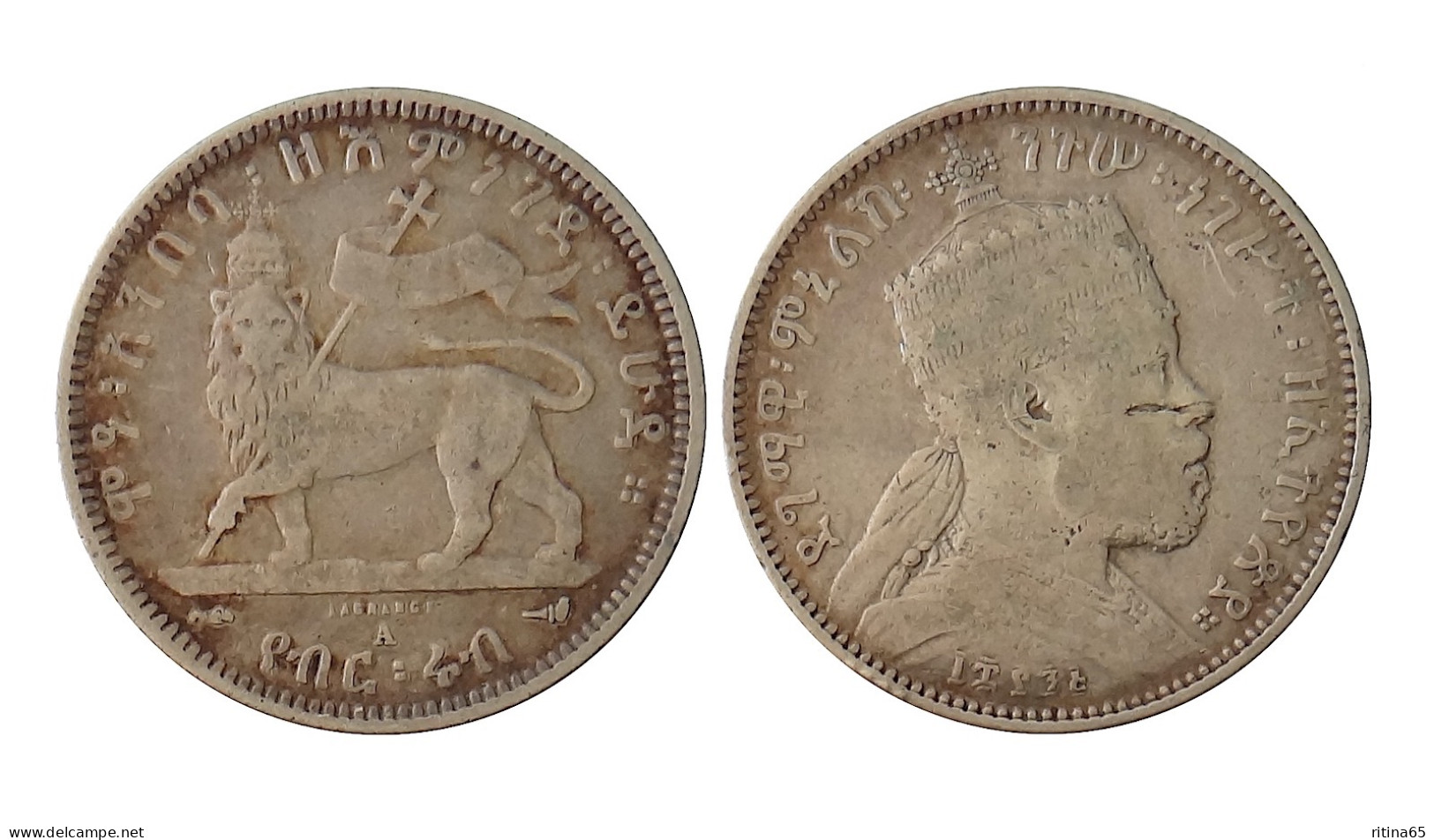 ETIOPIA 1/4 BIRR 1903 A IN ARGENTO MENELIK II KM# 3 - Ethiopia