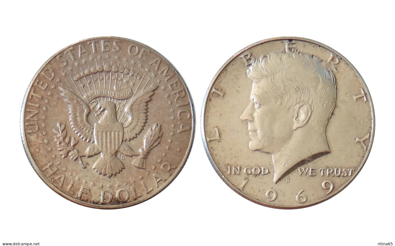 USA 1/2 $ 1969 D IN ARGENTO KENNEDY KM# 202a - 1964-…: Kennedy