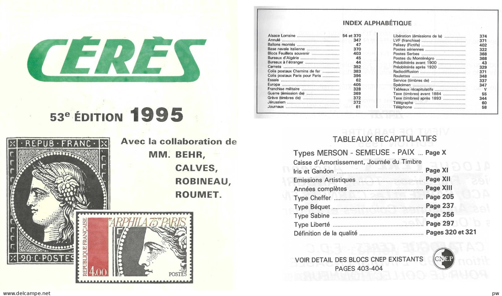 CATALOGUE CERES 1995 FRANCE - Frankreich