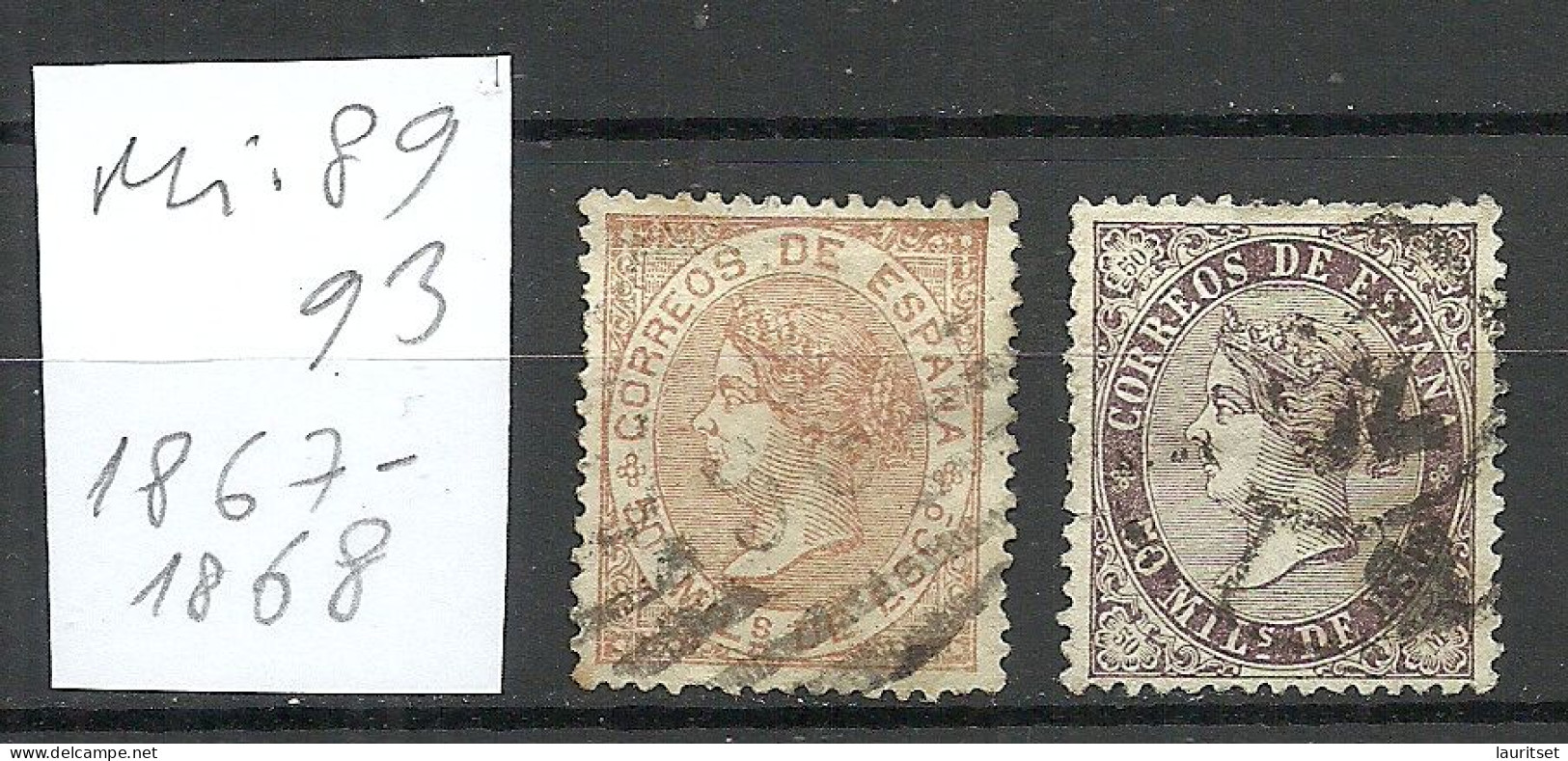 ESPANA Spain 1867/1868 Michel 89 & 93 O - Usados