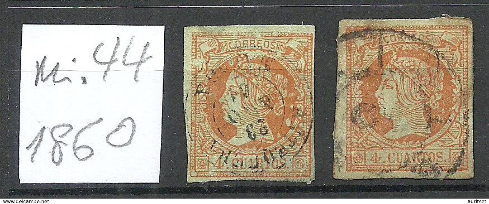 ESPANA Spain 1860 Michel 44 O, 2 Exemplares - Usados