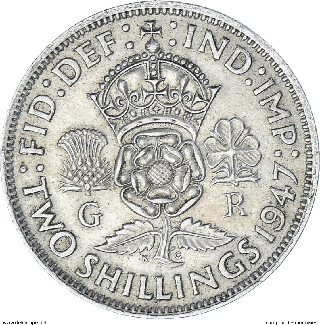 Monnaie, Grande-Bretagne, George VI, Florin, Two Shillings, 1947, TTB - J. 1 Florin / 2 Schillings