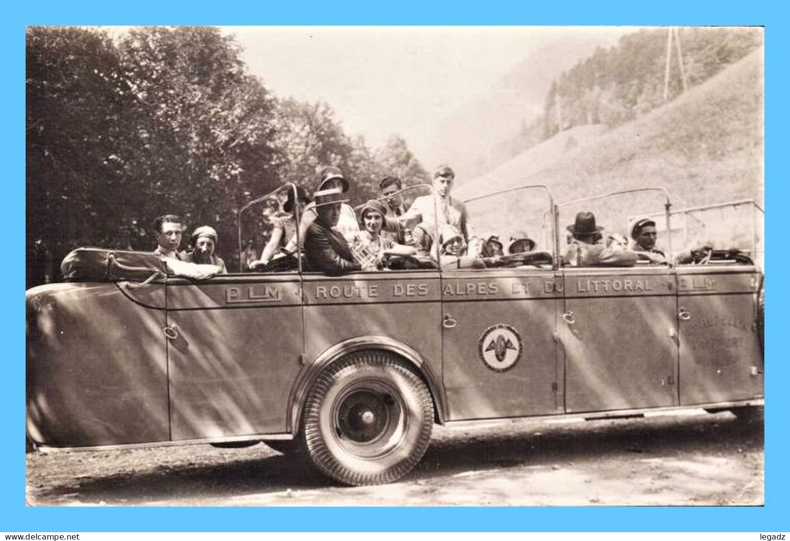 Carte Photo - Car De Touristes - PLM Route Des Alpes Et Du Littoral - Bus & Autocars