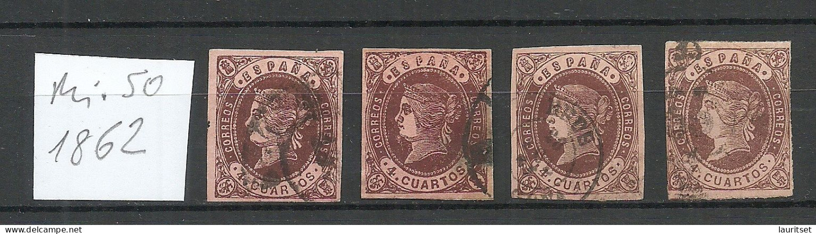 ESPANA Spain 1850 Michel 62 O, 4 Exemplares - Usados