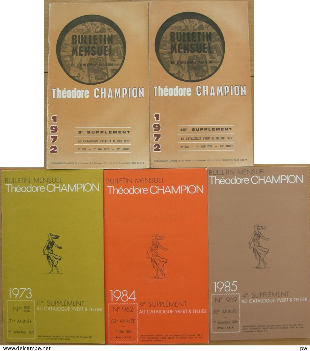 REVUE BULLETIN MENSUEL THEODORE CHAMPION 5 N° De 1972 à 1988 - Frankrijk