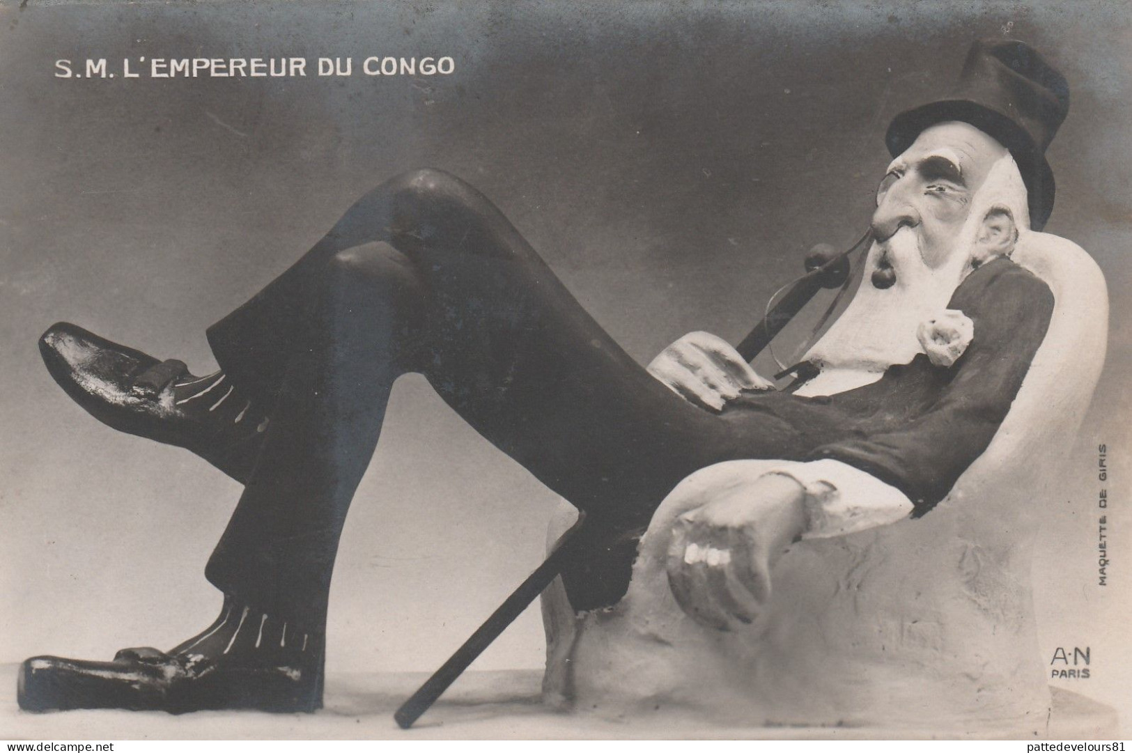 CPA -PHOTO Satirique Roi Des Belges Belgium S.M. L'Empereur Du Congo Leopold II Congo Belge (maquette De Giris) - Personnages
