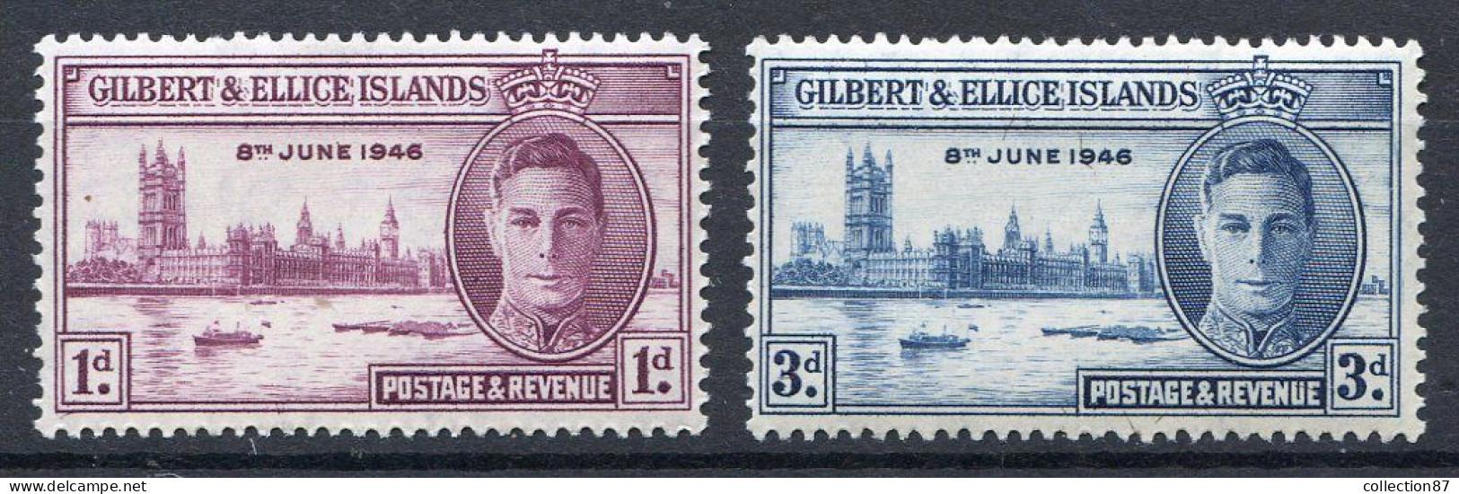 GILBERT & ELICE < Yv. N° 50-51 ** Neuf Luxe - MNH ** - KING VICTORY - VICTOIRE ROI GEORGES VI - Gilbert & Ellice Islands (...-1979)