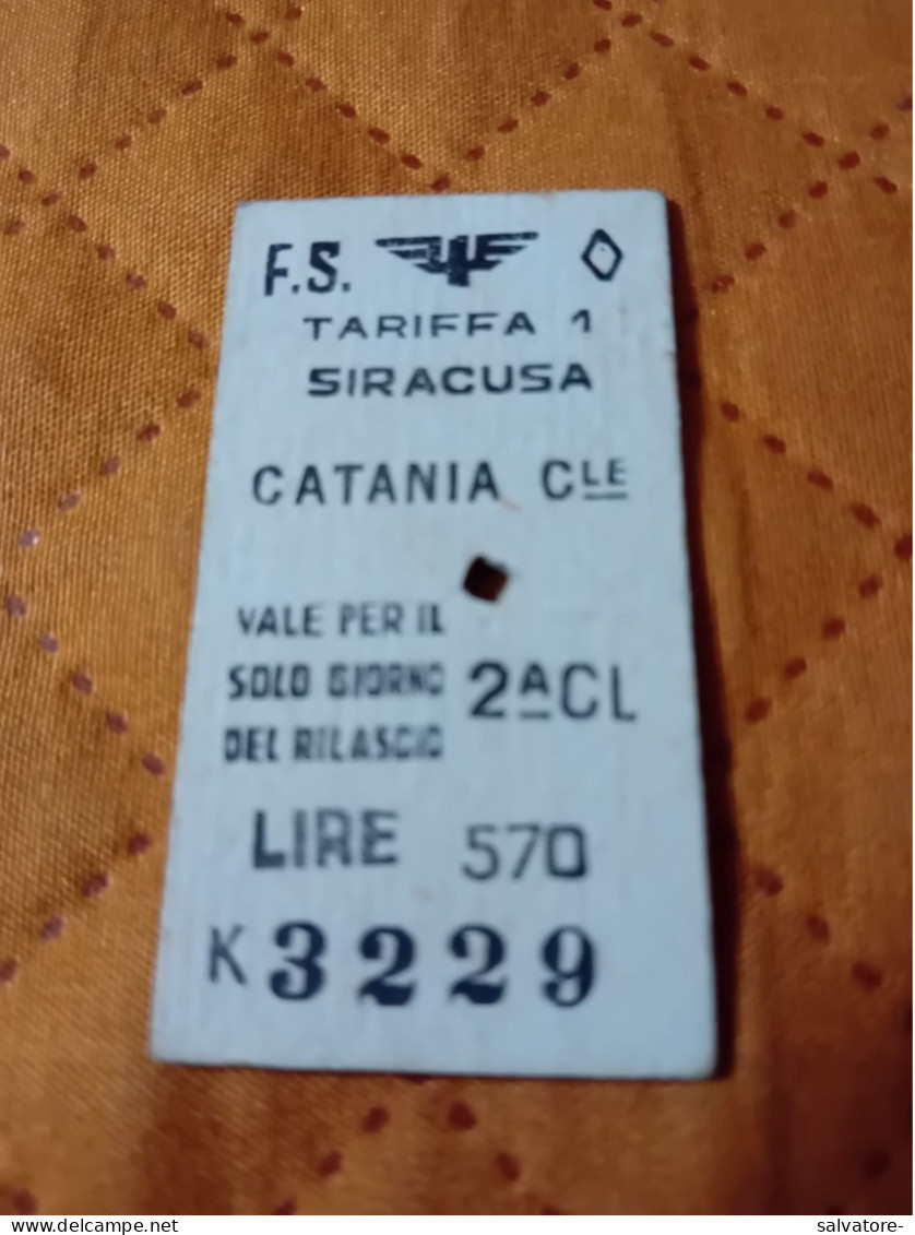 BIGLIETTO TRENO SIRACUSA-CATANIA 1959 - Europe