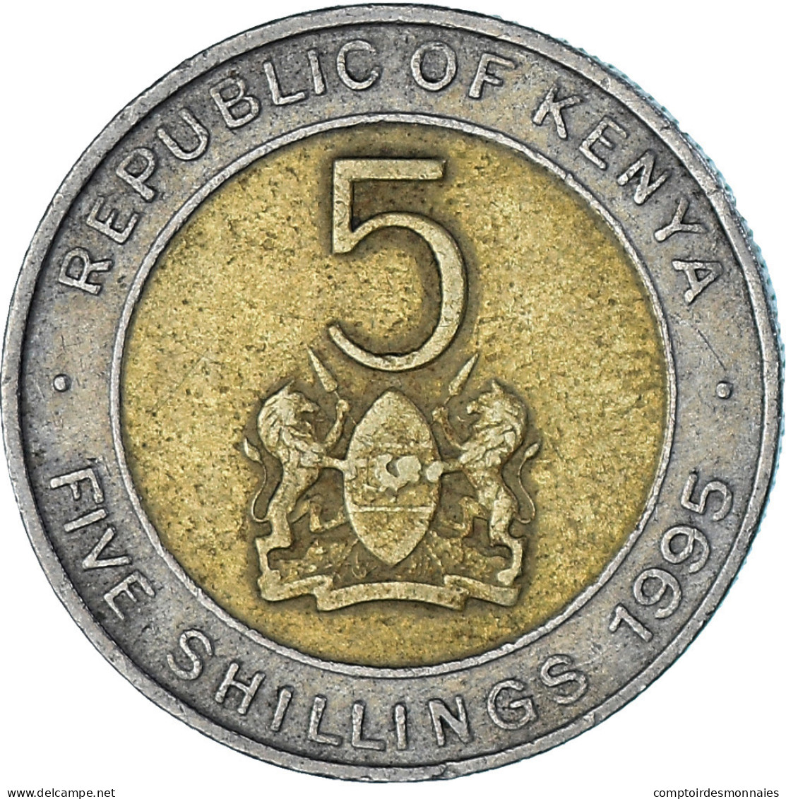 Monnaie, Kenya, 5 Shillings, 1995, British Royal Mint, TTB, Bimétallique, KM:30 - Kenya