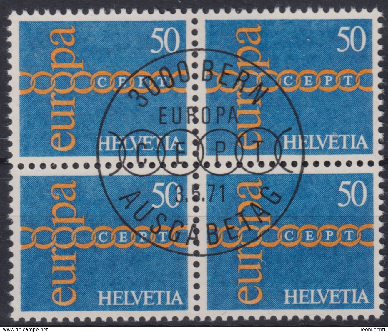 1971 Schweiz , ET° Mi:CH 948, Yt:CH 883, Europa (C.E.P.T.) 1968, Kette, Zentrisch Gestempelt Bern, - 1971