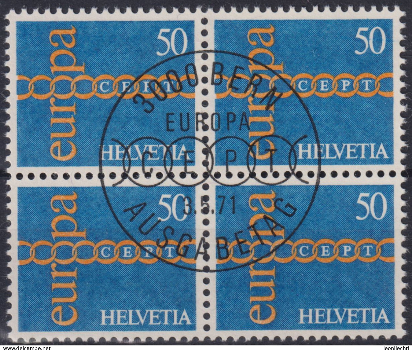 1971 Schweiz , ET° Mi:CH 948, Yt:CH 883, Europa (C.E.P.T.) 1968, Kette, Zentrisch Gestempelt Bern, - 1971