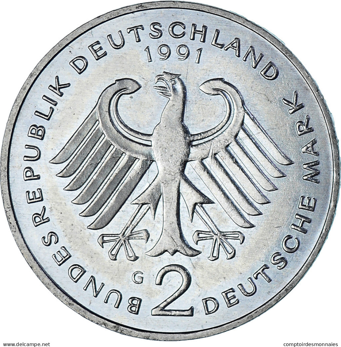 Monnaie, République Fédérale Allemande, 2 Mark, 1991, Karlsruhe, TTB - 2 Mark