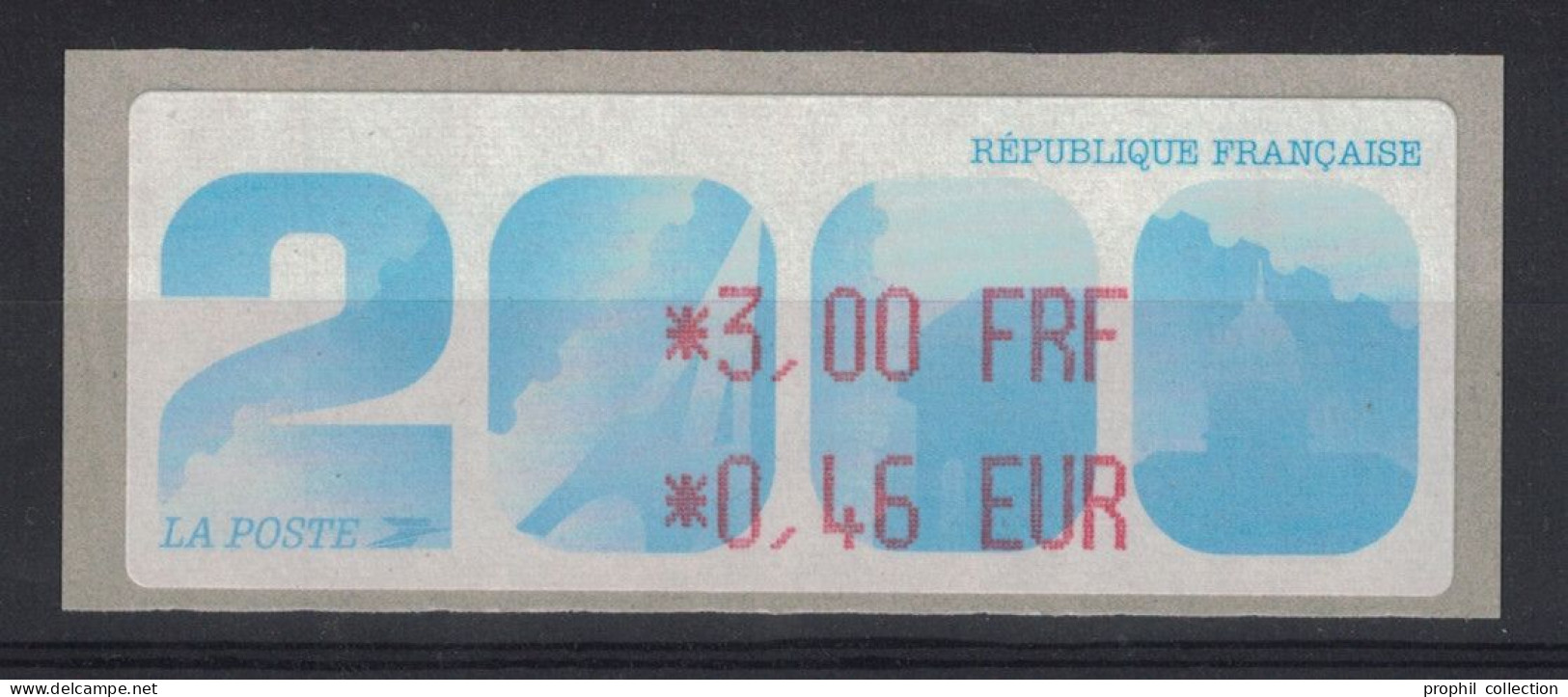 VIGNETTE De DISTRIBUTEUR LISA De LA BIENNALE PHILATÉLIQUE DE PARIS AN 2000 Avec FACIALE À 3F / 0,46 EURO - 1999-2009 Illustrated Franking Labels