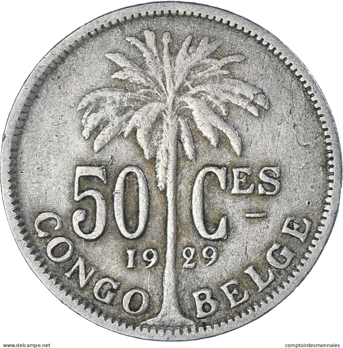 Monnaie, Congo Belge, Albert I, 50 Centimes, 1929, TTB, Cupro-nickel, KM:22 - 1910-1934: Albert I