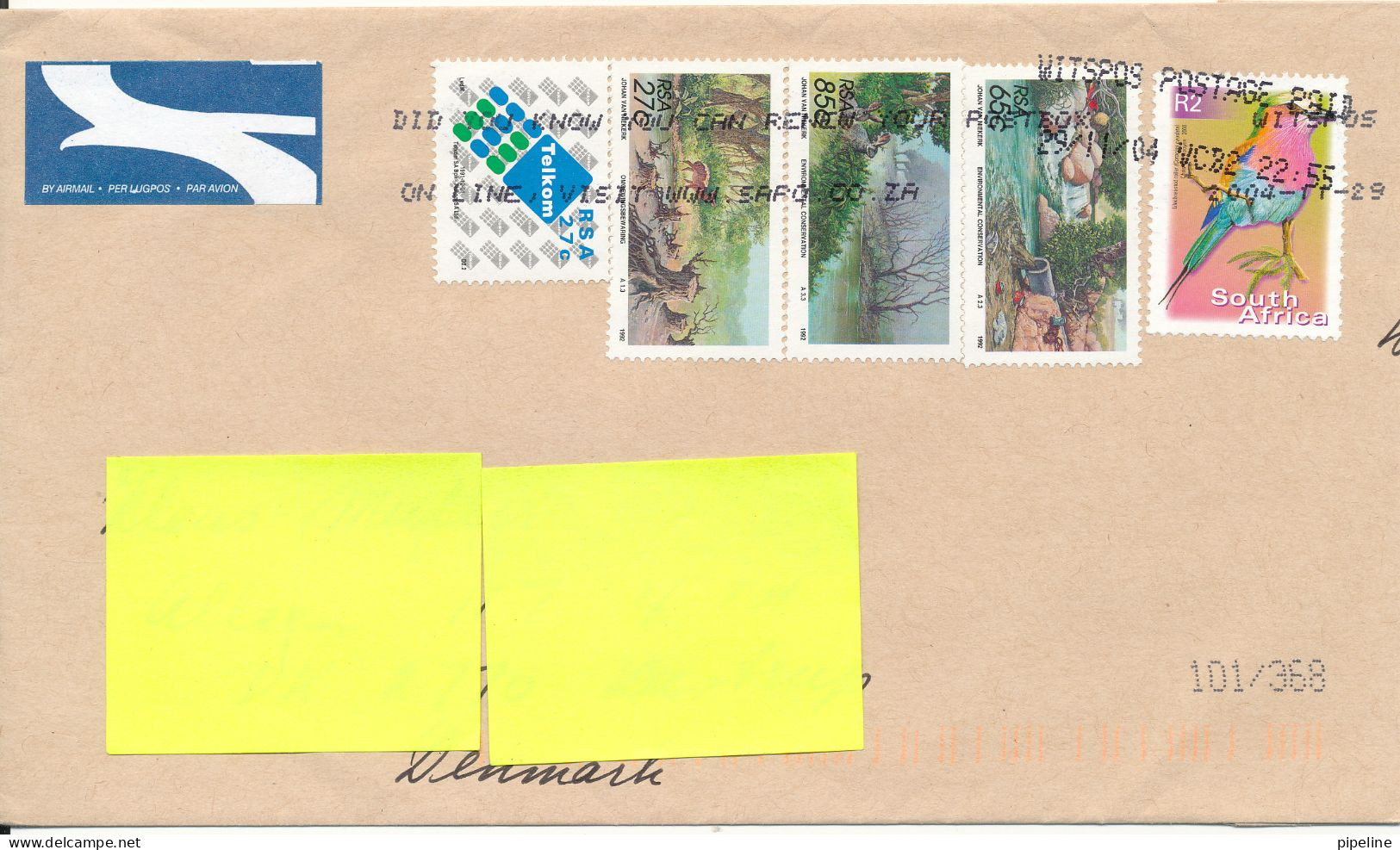 South Africa Cover Sent To Denmark 29-11-2004 Topic Stamps - Cartas & Documentos