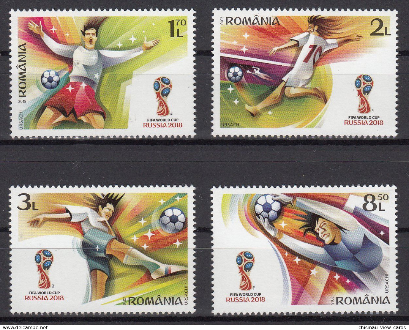ROMANIA.2018  Football. FIFA World Cup In Russia SET 4 STAMPS MNH - 2018 – Russia