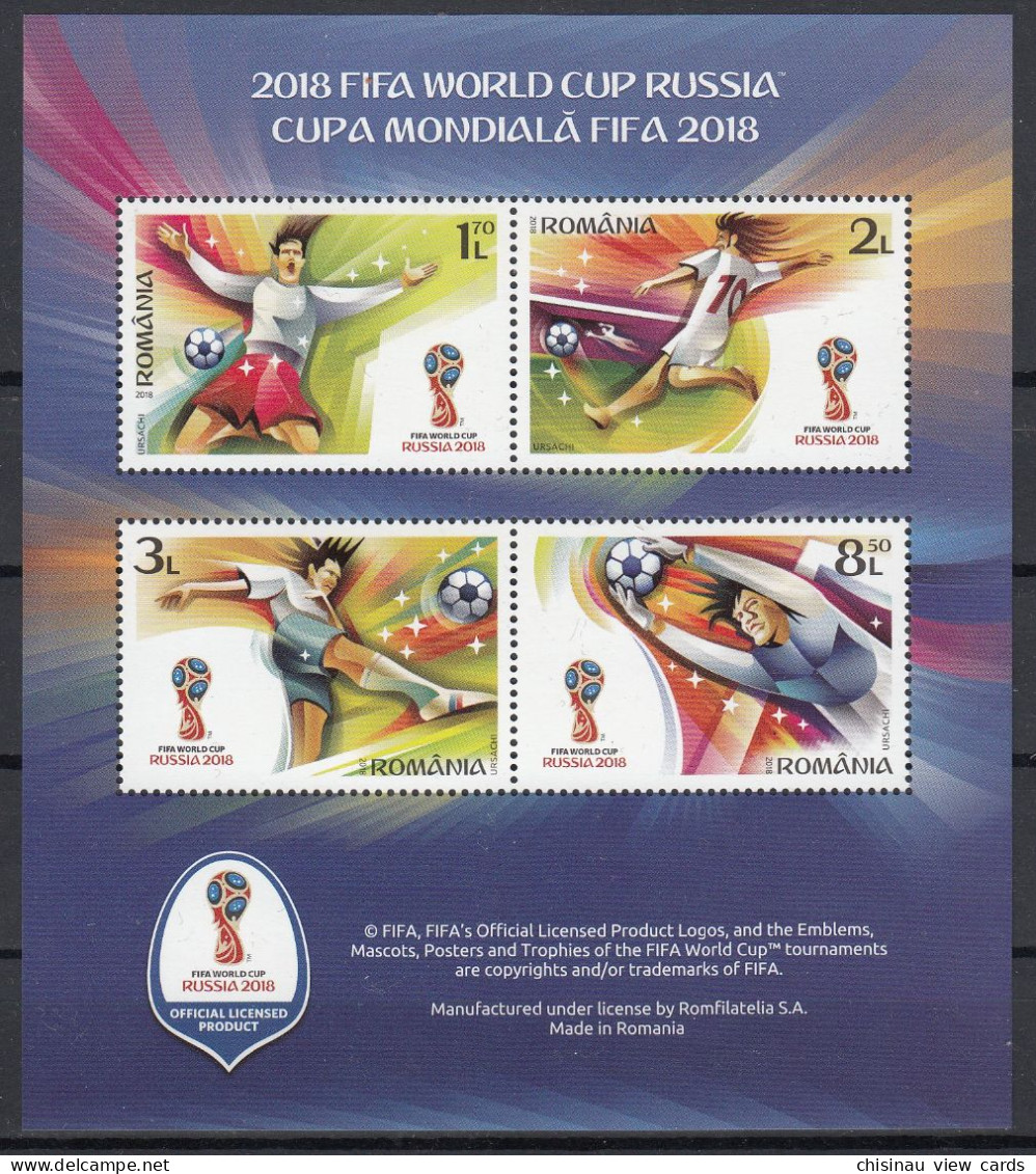 ROMANIA.2018  Football. FIFA World Cup In Russia BLOCK MNH - 2018 – Russia