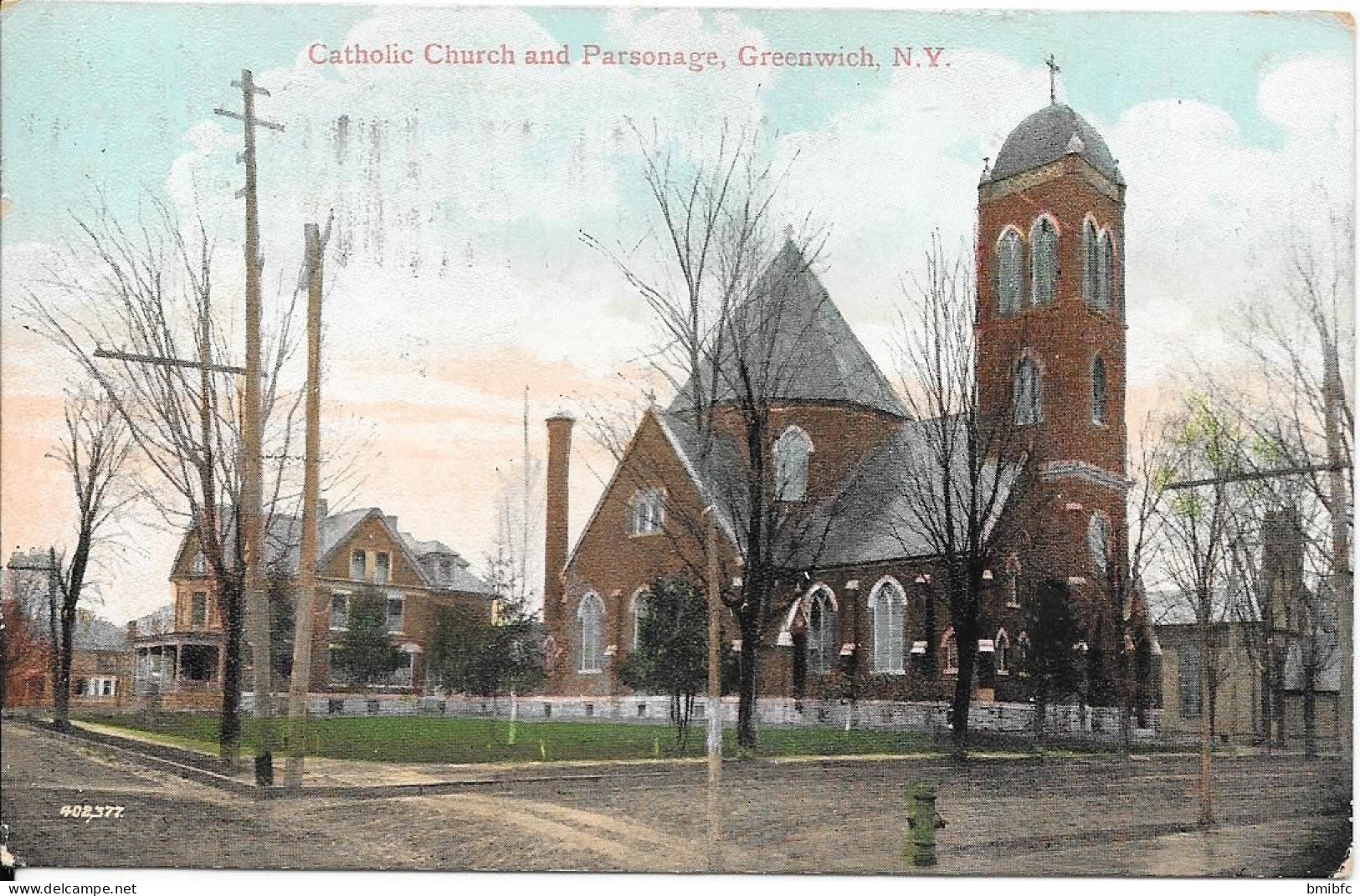 1912 - Catholic Church And Parsonage , Greenwich, N.Y - Greenwich Village