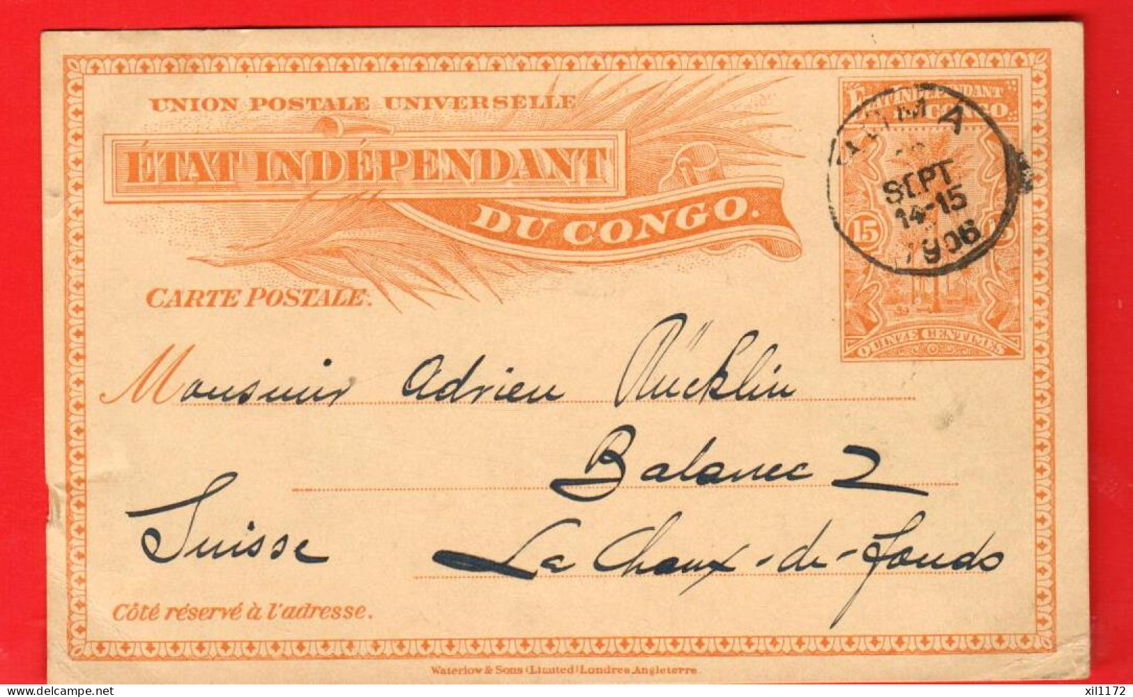 ZWH-37 Postcard  Used In 1906  To La Chaux-de-Fonds Switzerland. - Lettres & Documents
