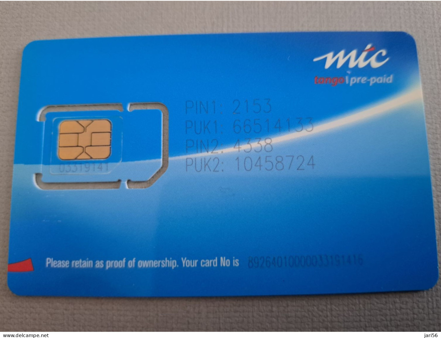 NAMIBIA /  CHIPCARD/ SIM CARD/ TANGO /MIC/PREPAID / EARLY SIM CARD(SCARCE)  MINT   **14823** - Namibia