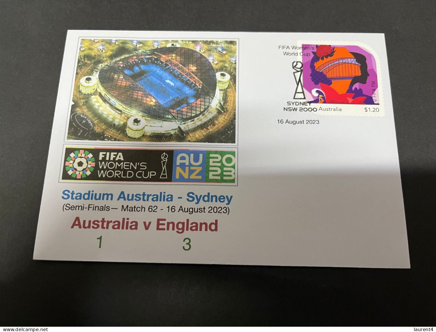 17-8-2023 (2 T 43) FIFA Women's Football World Cup Match 62 ($1.20 Sydney Stamp) Australia (1) V England (3) - Sonstige & Ohne Zuordnung