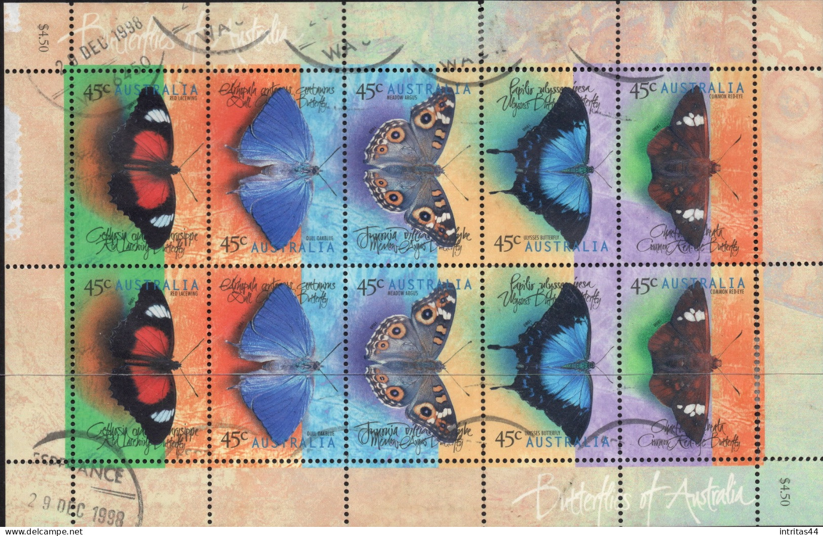 AUSTRALIA 1998 "BUTTERFLIES" SHEET VFU - Blokken & Velletjes