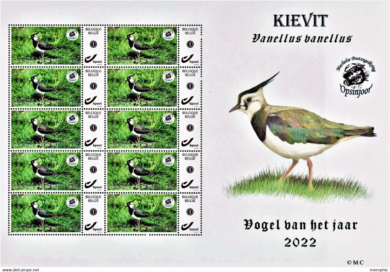 "Kievit" (Vogel Van Het Jaar 2022) Zomerzegel M.P.O. - Andere & Zonder Classificatie