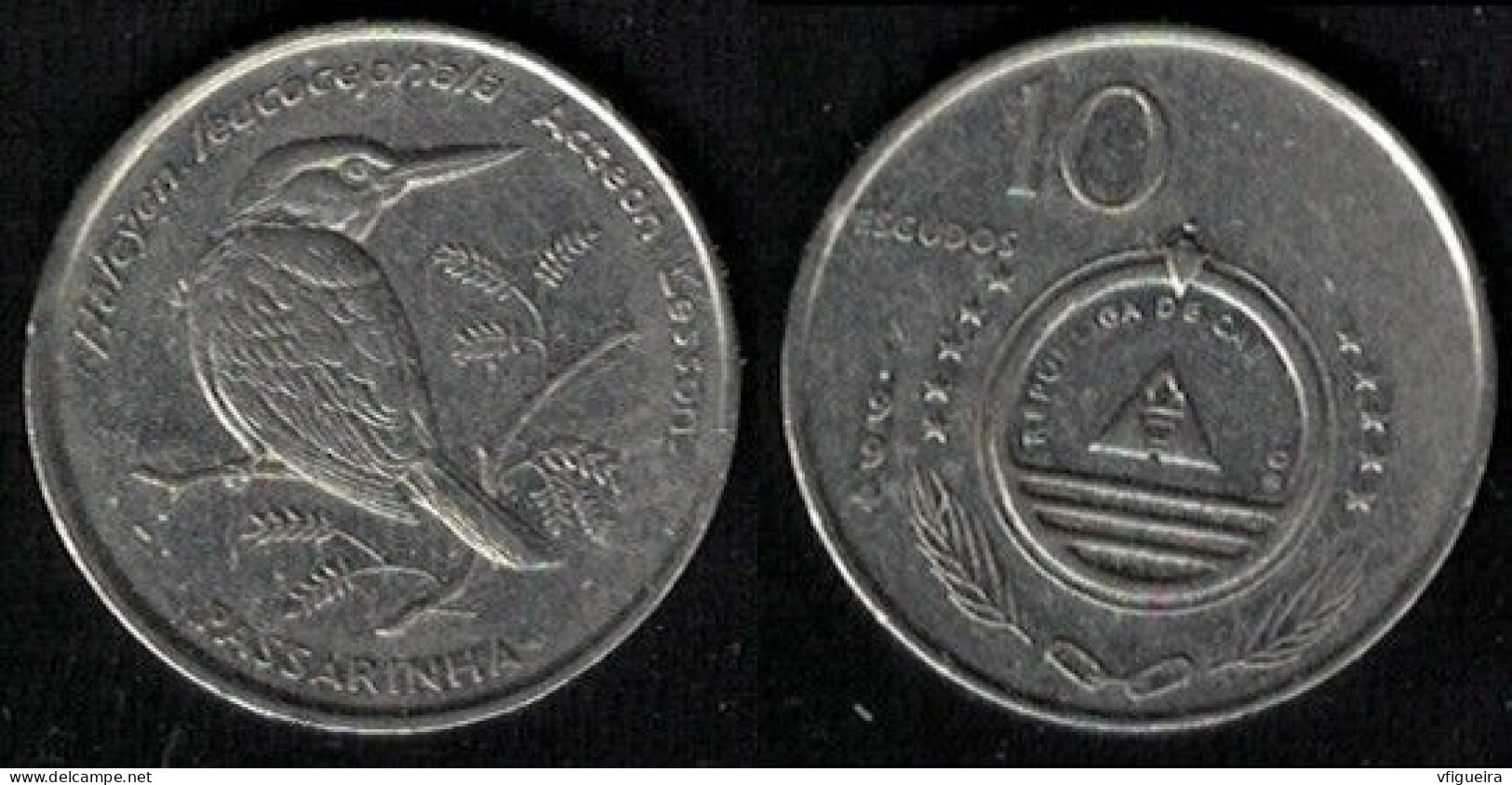 Cap Vert 1994 Pièce De Monnaie Coin 10 Escudos Oiseau Faune Halcyon Leucocephala Acteon Passarinha SU - Kaapverdische Eilanden