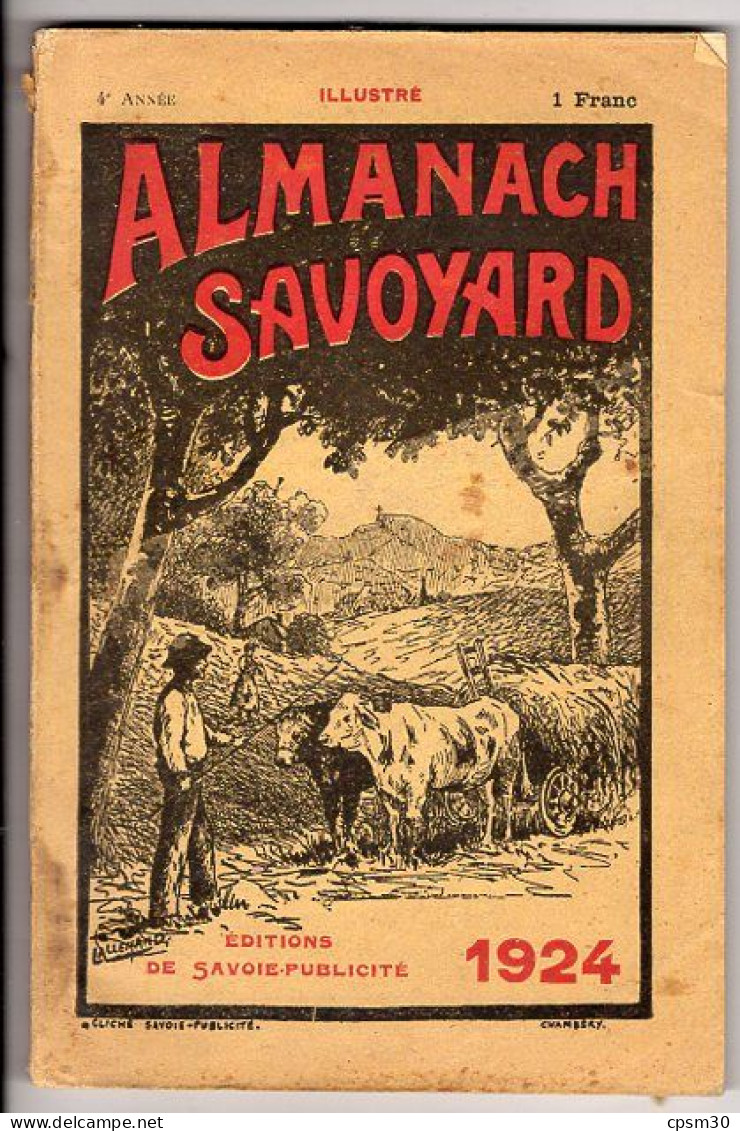 Livre - Almanach Savoyard, 176 Pages, 1924 - Alpes - Pays-de-Savoie