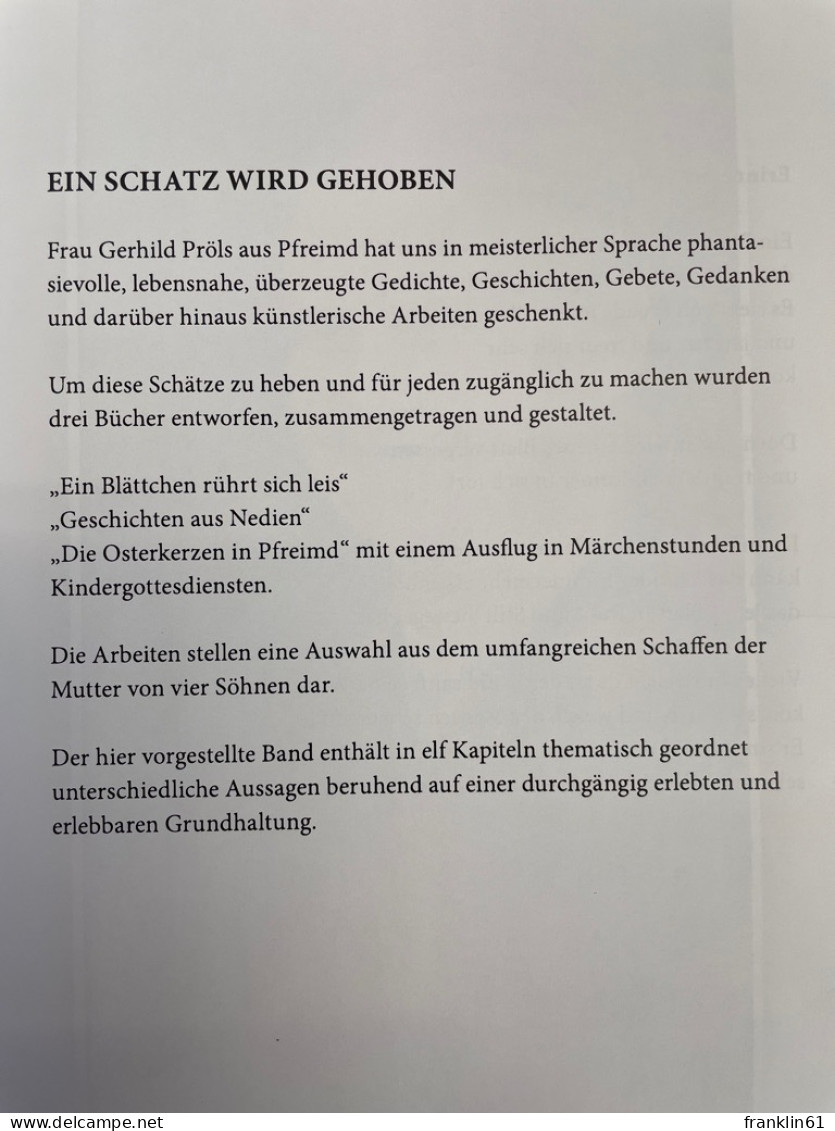 Ein Blättchen Rührt Sich Leis. - Gedichten En Essays