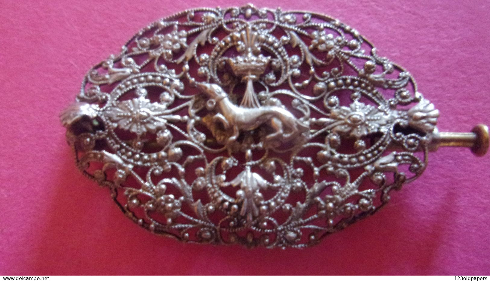 Magnifique Broche Bretonne  - Début XXe "Hermine Et Couronne Ducale / Armoirie De La Bretagne" Silver Brooch - Brochen