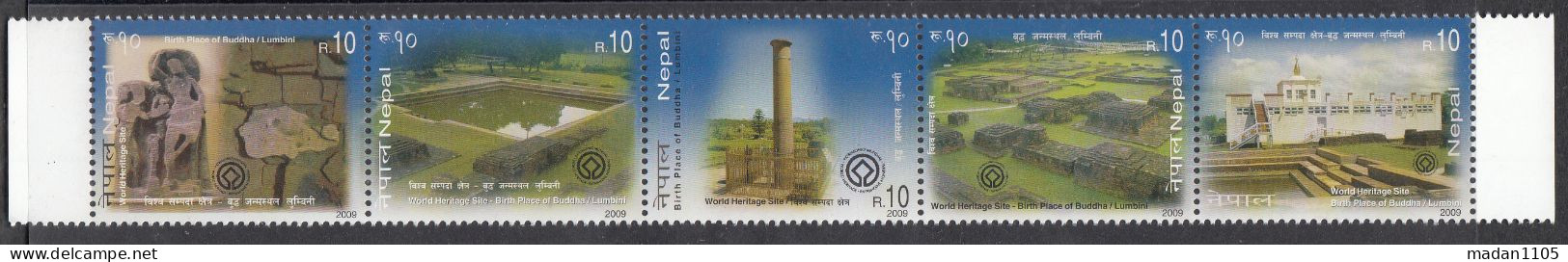 NEPAL, 2009, World Heritage - Birthplace Of Buddha, Setenant,  Lumbini,   MNH,  (**) - Népal