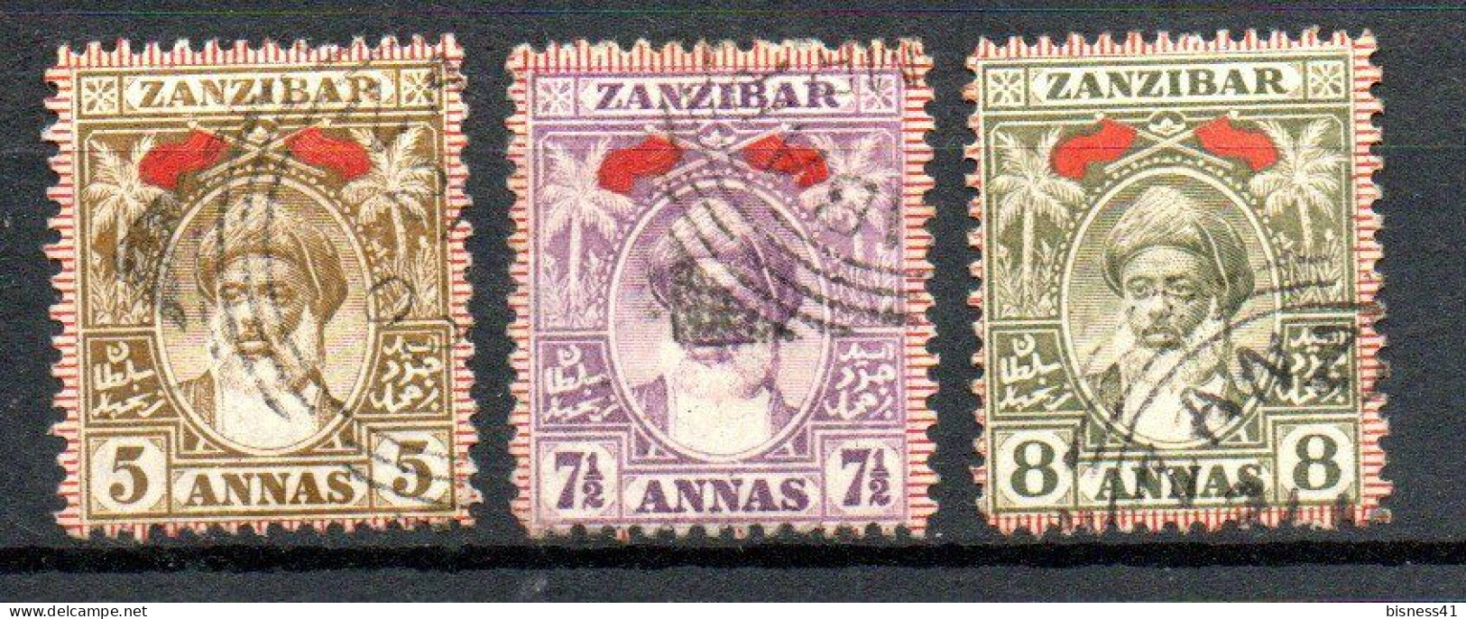 Col33 Zanzibar Britannique 1899 N° 62 à 64 Oblitéré Cote : 13,00€ - Zanzibar (...-1963)