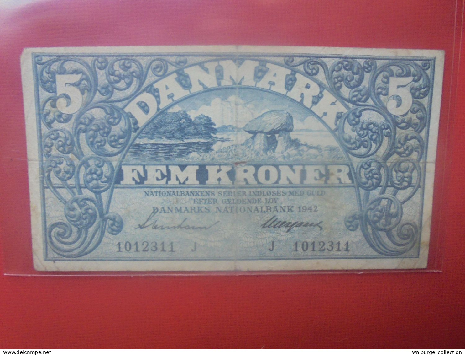 DANEMARK 5 KRONER 1942 Préfix "J" Circuler (B.30) - Denmark