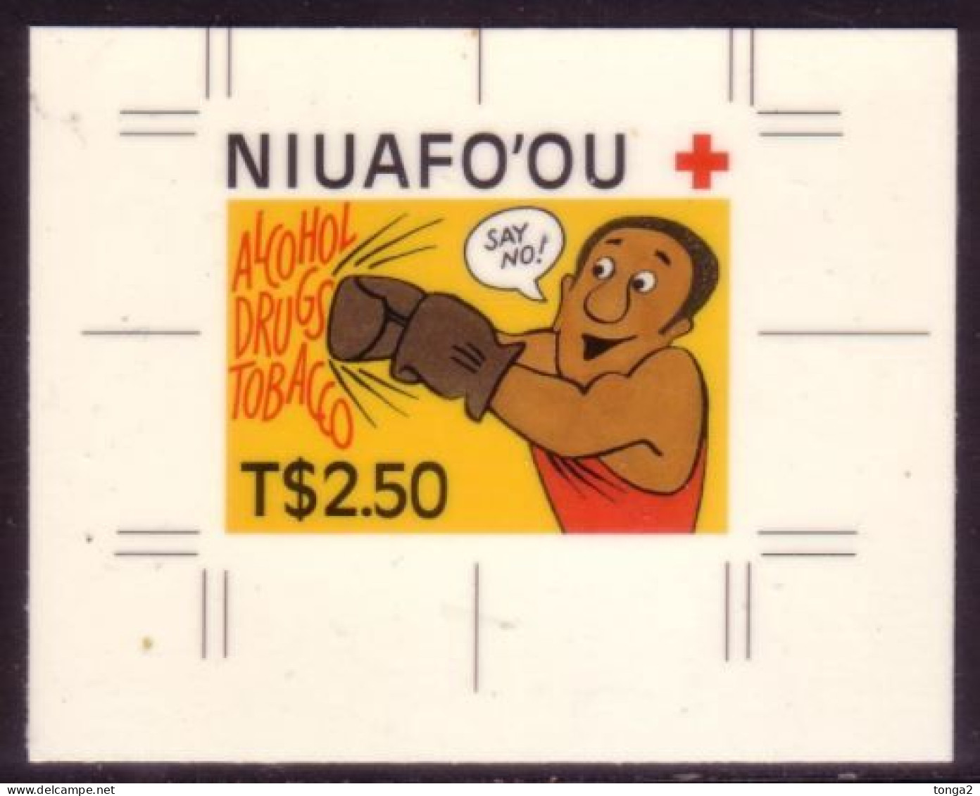 Tonga Niuafo'ou 1987 Cromalin Proof -  Red Cross - Against Drugs - Droga