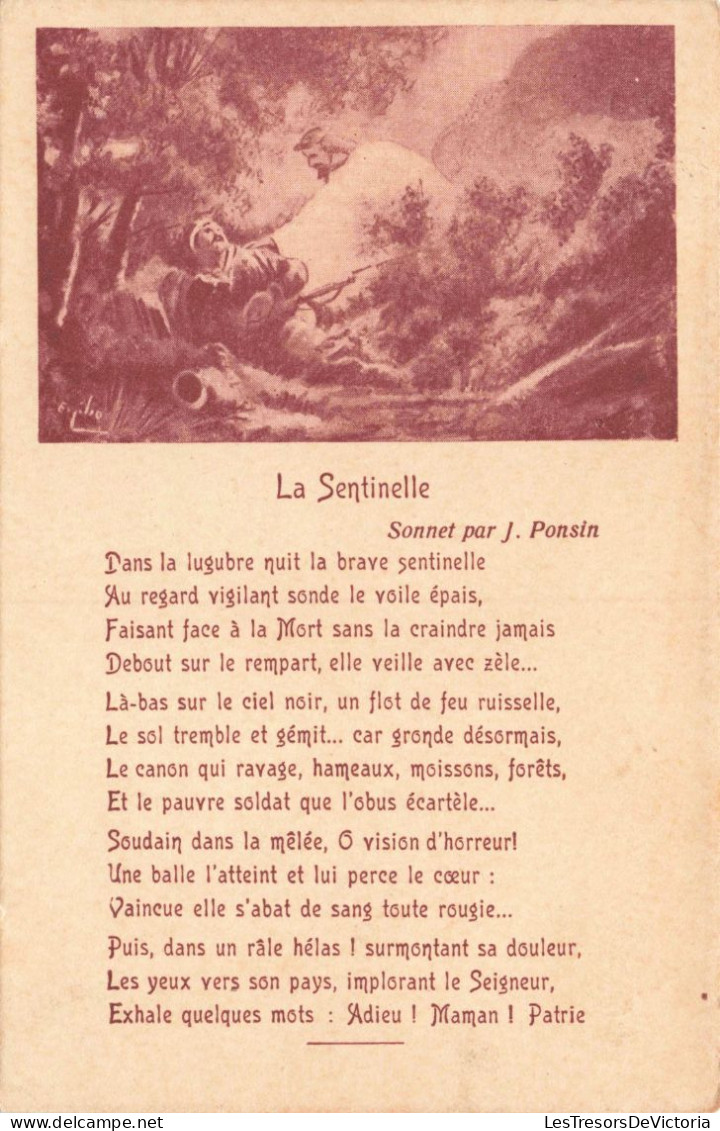 FOLKLORE - Musique - La Sentinelle - Sonnet Par J Ponsin - Carte Postale Ancienne - Music